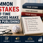 Illustration showing common mistakes first-time authors make when publishing and how to avoid costly self-publishing errors.