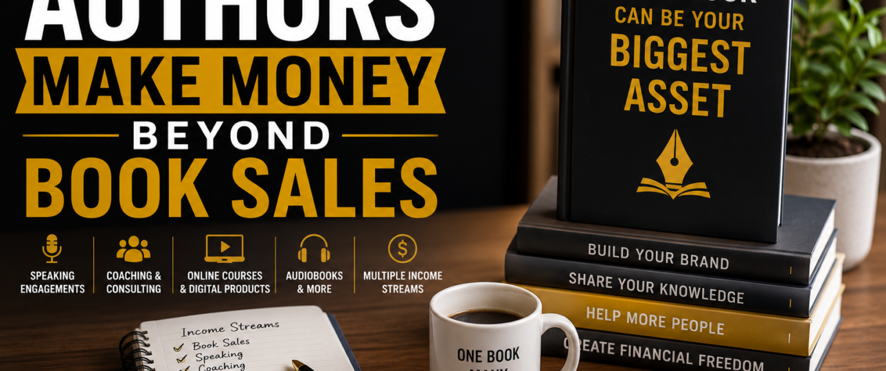 How authors make money beyond book sales through speaking engagements, coaching, online courses, audiobooks, consulting, and multiple income streams.