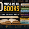20 Must-Read Books Everyone Should Read at Least Once – Books Nova reading guide featuring bestselling books including Atomic Habits, Can't Hurt Me, Ikigai, Rich Dad Poor Dad, Deep Work, and The Psychology of Money.