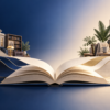 Open book connecting traditional publishing and independent author workspaces, representing hybrid publishing.